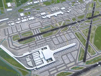 Josep Tarradellas Barcelona-El Prat Airport 10km Low-poly 3D model