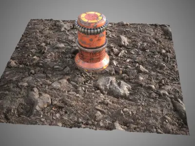 Stone ground tile Low-poly 3D model