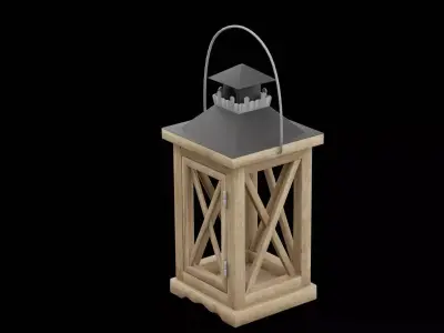 Wooden Light Holder Low-poly 3D model