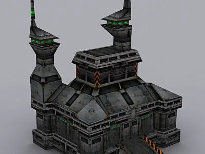 Sci-Fi Buildings collection Low-poly 3D model