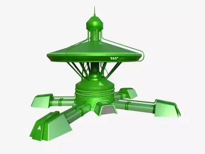 SciFi Facility C06 Green - Sci Fi Exterior Design Low-poly 3D model