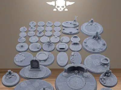 Mystic Bases Pack  40 Hollowed Bases 3D print model