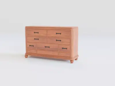 Dresser wooden chest of drawers 3D model