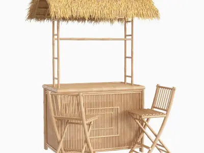 Bamboo beach bar tiki 3D model