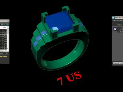 Light Gold Diamond Men Ring 2MR100 3D model