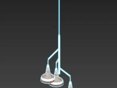 juna-79653 pendant light with three wooden shades 3D model