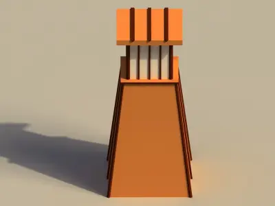 Low Poly Japanese Lamp Post Low-poly 3D model