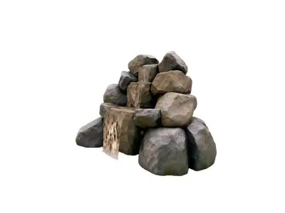 3-Tier Pond Rock Waterfall 3D model