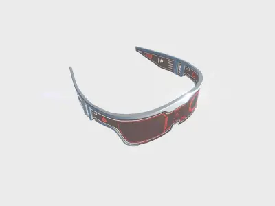 SciFi Glasses Visor 03 White Red - Character Design Fashion Low-poly 3D model