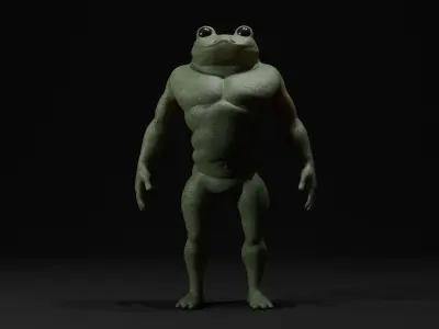 frog man rigged and textured Low-poly 3D model