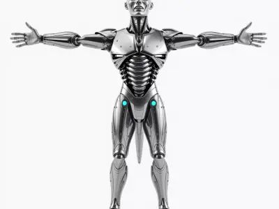 Futuristic Robot Model Pack with Articulated Joints and Glowi... Low-poly 3D model