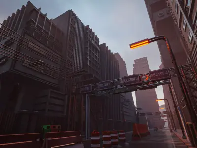 DYSTOPIAN BRUTALIST BUILDING SCIFI 07 Low-poly 3D model