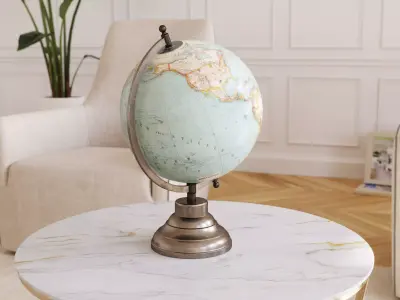 Antique globe on a bronze platform 3D model