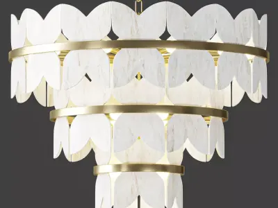 Alabaster Petal Tier Chandelier 3D model