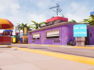 Stylized Cyberpunk 3D Animated Character and City Props Pack Low-poly 3D model