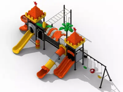 3D Model Outdoor Playground for Parks and Gardens Playset  Low-poly 3D model