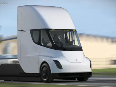  Tesla Semi Electric Truck White 