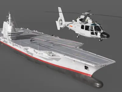  Chinese Type 003 Aircraft Carrier and Harbin Z 9 