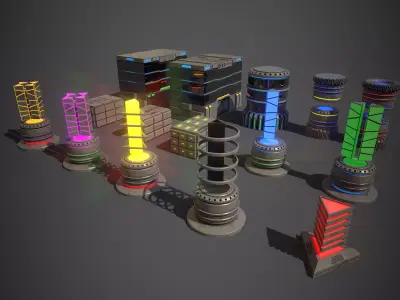 Sci-Fi Props Collection One Low-poly 3D model