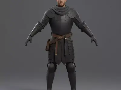 Crusader Knight Plate Armor 3D Model Blue Cross Full Suit Low-poly 3D model