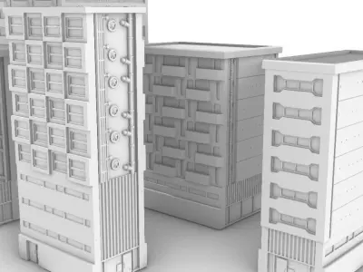 Modular Buildings Pack I - Modern-Cyberpunk 3D print model