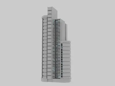 Futuristic Residential Tower Set Low-poly 3D model