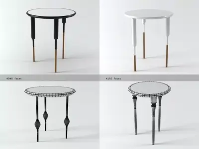 Philippe I four different tables with wooden legs 3D model