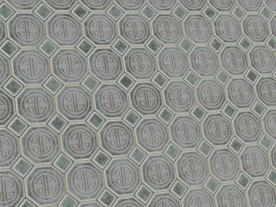 Ancient Ornamental Stone Tiles PBR Seamless Texture