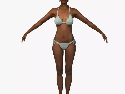 African American Woman Character With Bikini 3D model