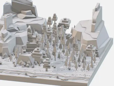 big mountain landscape Low-poly 3D model