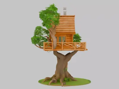 Amazing Wooden Treehouse Low-poly 3D Model Low-poly 3D model