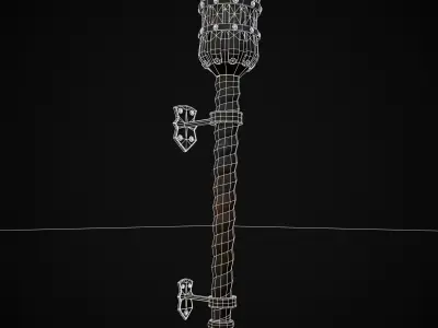 Medieval Spiral Wall Torch Low-poly 3D model