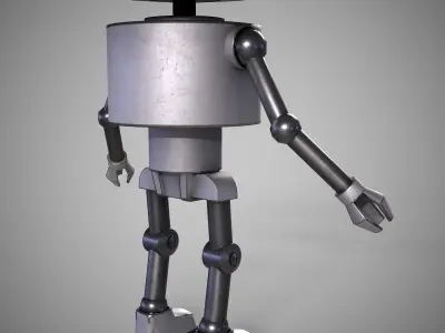 A low-poly 3D modelof a white Robot  Low-poly 3D model