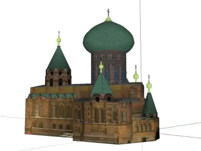 Architecture-Religion-God-Culture-Temple-019 church with two ... 3D model