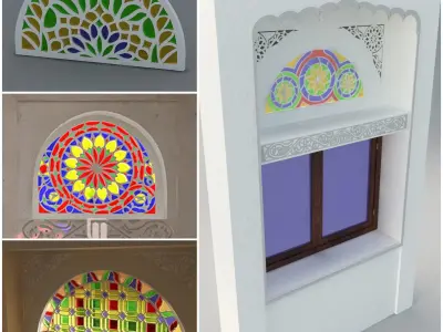 The Qamarias - stained glasses windows 3D Model Pack