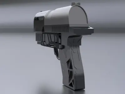 Custom SciFi Armed Pistol Low-poly 3D model