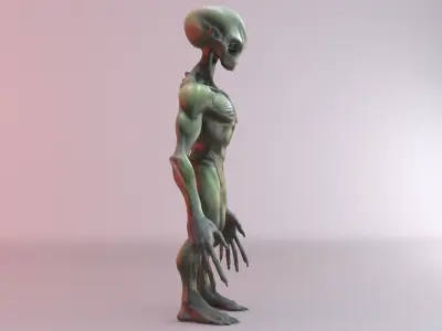Alpha Grey Alien Sci-Fi Humanoid Creature 3D Model 3D model