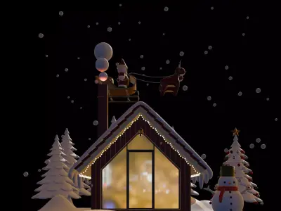 House In Winter Christmas 3D model