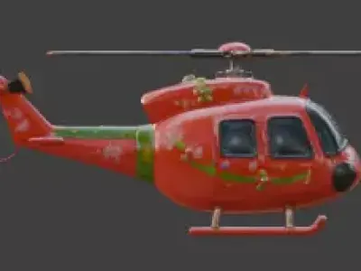 Stylized Christmas Helicopter 3D Model Low-poly 3D model