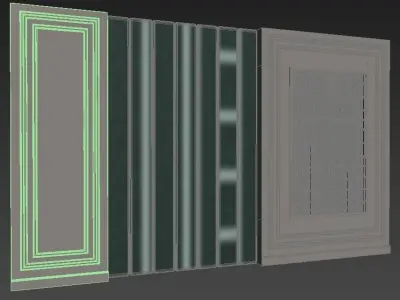 Panel door with gold pattern 3D model