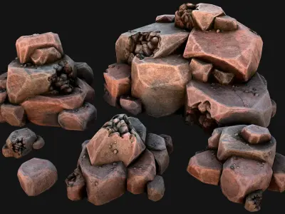 Stones and Rocks Stylized Pack Low-poly 3D model
