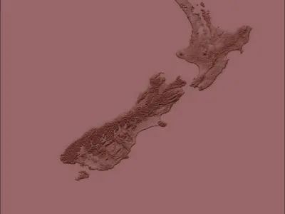New Zealand Terrain Topography Elevation DEM Geography  map 3D model