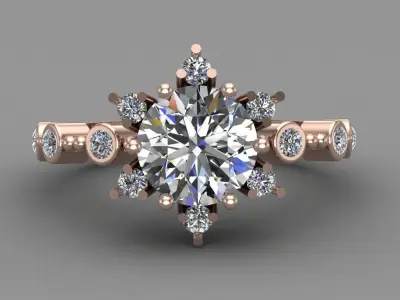 Rose Gold Women Diamond Ring 3D print model 3D print model 33