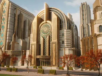 FANTASY ART DECO ARCHITECTURE CLASSIC 04 Low-poly 3D model