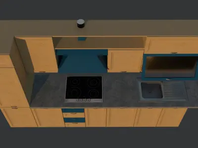 Kitchen counter with sink and oven Free 3D model