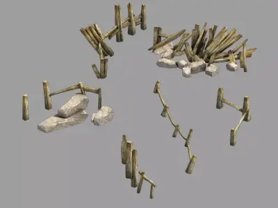 Broken - Fence 01 3D model