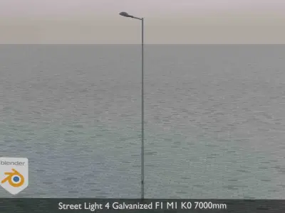 Street Light 4 Galvanized F1 M1 K0 7000mm  Low-poly 3D model
