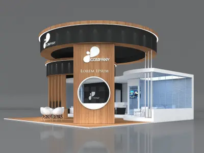 3D Exhibition Booth Stand Stall 9x9m Height 500 cm 3 Side Open 3D model