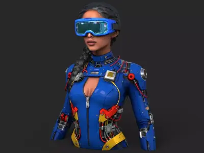 Cybernetic Girl Visor High Detail 3D model