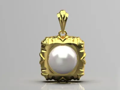 gold pearl pendant pp0017 3D print model